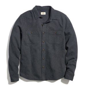 Marine Layer Owen Brushed Stretch Twill Overshirt Medium Dark Heather Grey